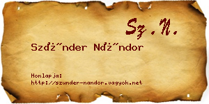 Szünder Nándor névjegykártya