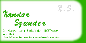 nandor szunder business card